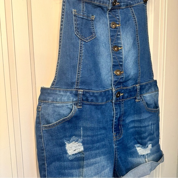 BASIC DENIM WAX JEANS BUCKLES OVERALLS BLUE SIZE WITH POCKETS - Picture 7 of 13